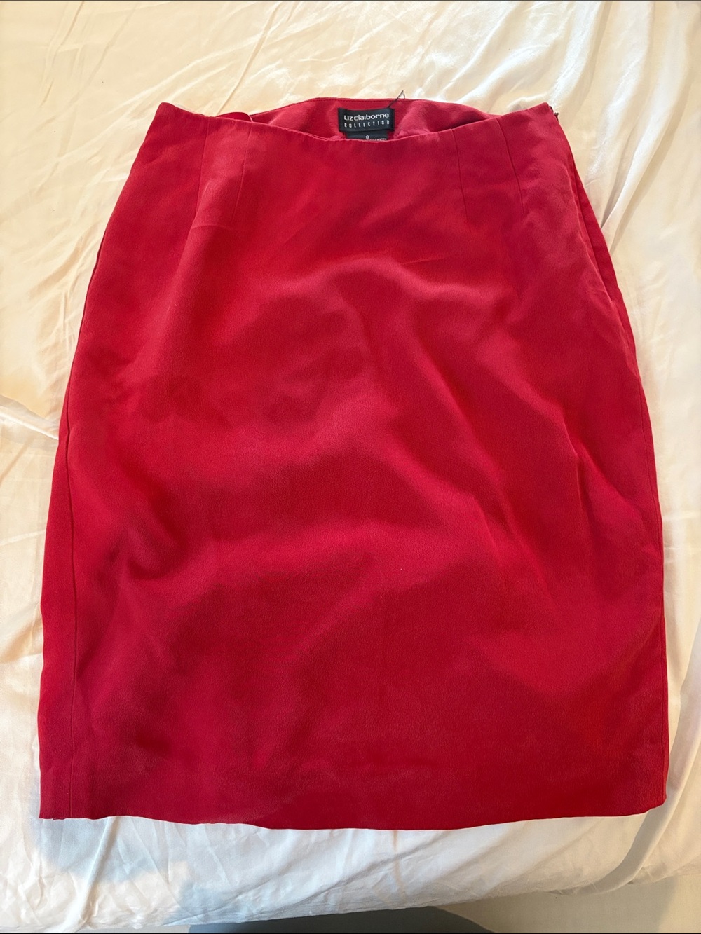 Liz Claiborne Red 100% Silk Pencil Skirt